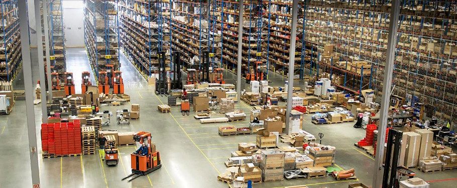 Photo of a vast warehouse using RFID
