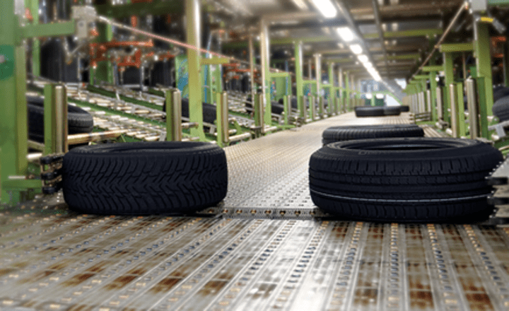 tires on conveyor line at nokian renkaat