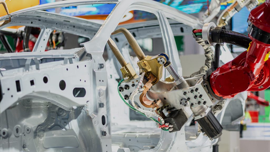 Picture of a car chassis to indicate serialized car parts can be tracked with RFID