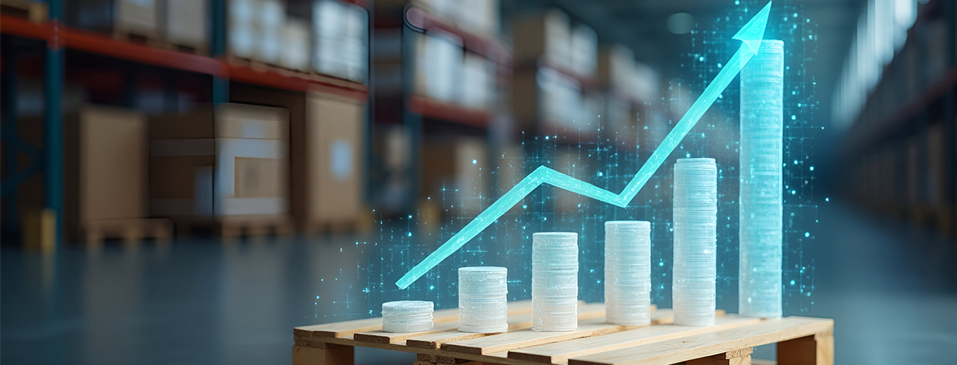 Grafik zur Palettenverfolgung mit RFID und RTLS mit Darstellung von Prozessen und Einsparpotenzialen
